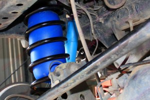 Close up view of Fitted Coil Helpers fitted to a Toyota Landcruiser 100 Series IFS 4x4